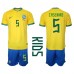 Brazilië Casemiro #5 Babykleding Thuisshirt Kinderen WK 2022 Korte Mouwen (+ korte broeken)
